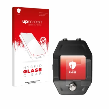 Parte frontale di una confezione del prodotto con il logo del marchio upscreen. Accanto è raffigurato il dispositivo Shure GLX