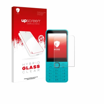 Parte frontale di una confezione del prodotto con il logo del marchio upscreen. Accanto è raffigurato il dispositivo Nokia 235