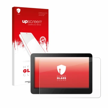 Parte frontale di una confezione del prodotto con il logo del marchio upscreen. Accanto è raffigurato il dispositivo Wacom One