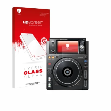 Parte frontale di una confezione del prodotto con il logo del marchio upscreen. Accanto è raffigurato il dispositivo Pioneer X