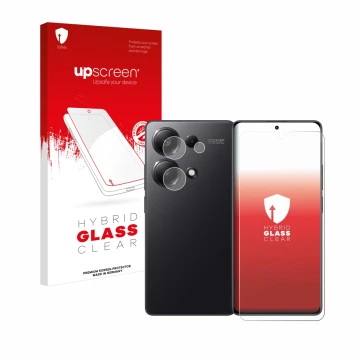 Parte frontale di una confezione del prodotto con il logo del marchio upscreen. Accanto è raffigurato il dispositivo Xiaomi Re