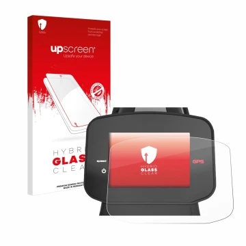 Parte frontale di una confezione del prodotto con il logo del marchio upscreen. Accanto è raffigurato il dispositivo PowaKaddy