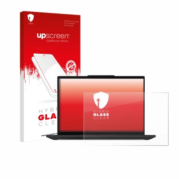 Parte frontale di una confezione del prodotto con il logo del marchio upscreen. Accanto è raffigurato il dispositivo Lenovo Th