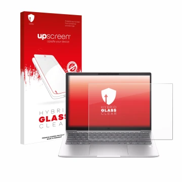 Parte frontale di una confezione del prodotto con il logo del marchio upscreen. Accanto è raffigurato il dispositivo HP EliteB