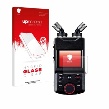 Parte frontale di una confezione del prodotto con il logo del marchio upscreen. Accanto è raffigurato il dispositivo Tascam Po