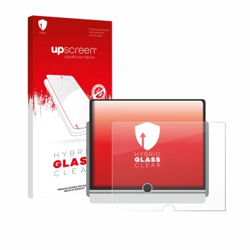 Parte frontale di una confezione del prodotto con il logo del marchio upscreen. Accanto è raffigurato il dispositivo Lexus LBX