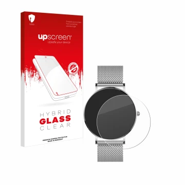 Parte frontale di una confezione del prodotto con il logo del marchio upscreen. Accanto è raffigurato il dispositivo Watcho Ul