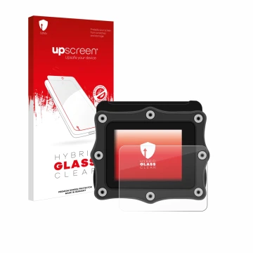 Parte frontale di una confezione del prodotto con il logo del marchio upscreen. Accanto è raffigurato il dispositivo Shearwate