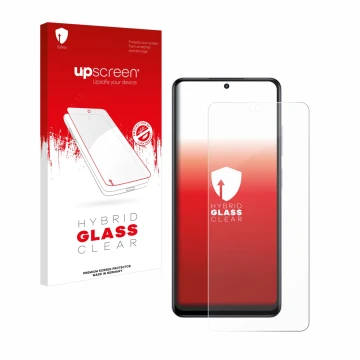 Parte frontale di una confezione del prodotto con il logo del marchio upscreen. Accanto è raffigurato il dispositivo realme 12