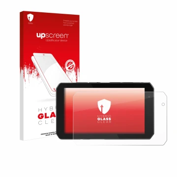 Parte frontale di una confezione del prodotto con il logo del marchio upscreen. Accanto è raffigurato il dispositivo Chigee AI