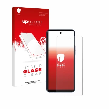 Parte frontale di una confezione del prodotto con il logo del marchio upscreen. Accanto è raffigurato il dispositivo Telekom T