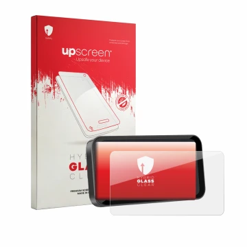 Parte frontale di una confezione del prodotto con il logo del marchio upscreen. Accanto è raffigurato il dispositivo Carpuride