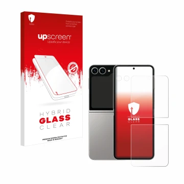 Parte frontale di una confezione del prodotto con il logo del marchio upscreen. Accanto è raffigurato il dispositivo Samsung G