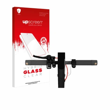 Parte frontale di una confezione del prodotto con il logo del marchio upscreen. Accanto è raffigurato il dispositivo Xiaomi Mi