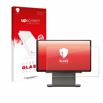 Parte frontale di una confezione del prodotto con il logo del marchio upscreen. Accanto è raffigurato il dispositivo Sunmi D3 