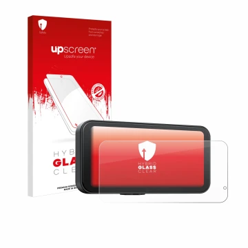 Parte frontale di una confezione del prodotto con il logo del marchio upscreen. Accanto è raffigurato il dispositivo Volam JM5