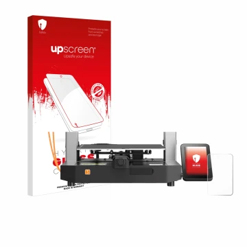 Parte frontale di una confezione del prodotto con il logo del marchio upscreen. Accanto è raffigurato il dispositivo Anycubic 