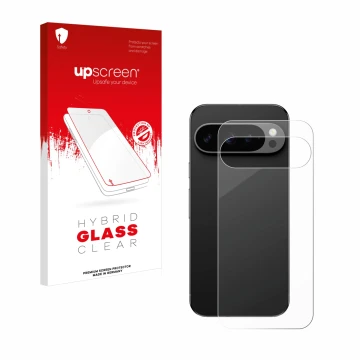 Parte frontale di una confezione del prodotto con il logo del marchio upscreen. Accanto è raffigurato il dispositivo Google Pi