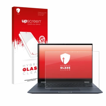 Parte frontale di una confezione del prodotto con il logo del marchio upscreen. Accanto è raffigurato il dispositivo ASUS Vivo