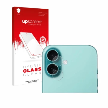 Parte frontale di una confezione del prodotto con il logo del marchio upscreen. Accanto è raffigurato il dispositivo Apple iPh