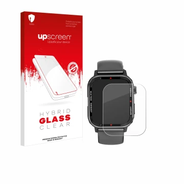 Parte frontale di una confezione del prodotto con il logo del marchio upscreen. Accanto è raffigurato il dispositivo Manike G9