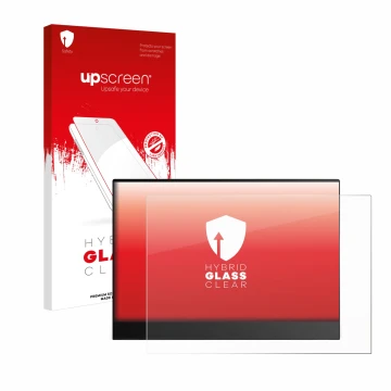 Parte frontale di una confezione del prodotto con il logo del marchio upscreen. Accanto è raffigurato il dispositivo Lenovo Th