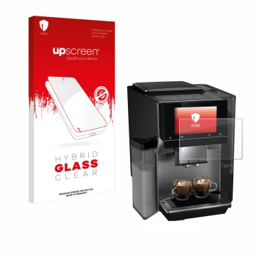 Parte frontale di una confezione del prodotto con il logo del marchio upscreen. Accanto è raffigurato il dispositivo Siemens E