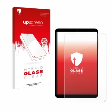 Parte frontale di una confezione del prodotto con il logo del marchio upscreen. Accanto è raffigurato il dispositivo Alldocube