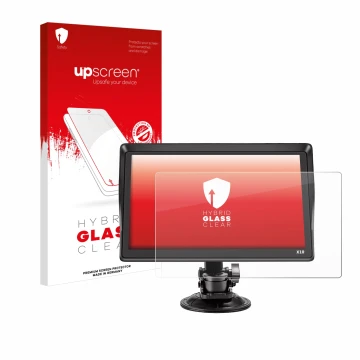 Parte frontale di una confezione del prodotto con il logo del marchio upscreen. Accanto è raffigurato il dispositivo Xgody X10