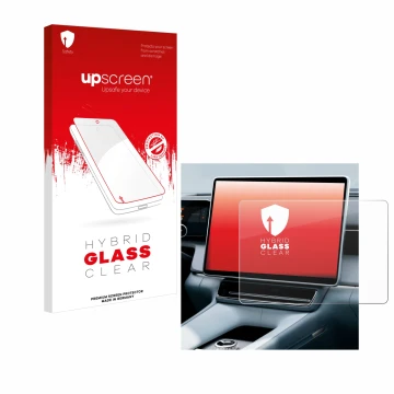 Parte frontale di una confezione del prodotto con il logo del marchio upscreen. Accanto è raffigurato il dispositivo Polestar 