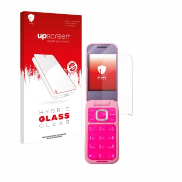 Parte frontale di una confezione del prodotto con il logo del marchio upscreen. Accanto è raffigurato il dispositivo HMD Barbi