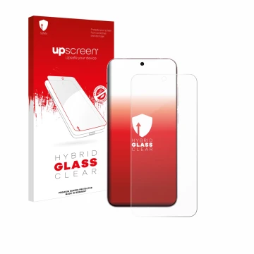 Parte frontale di una confezione del prodotto con il logo del marchio upscreen. Accanto è raffigurato il dispositivo Vivo X200