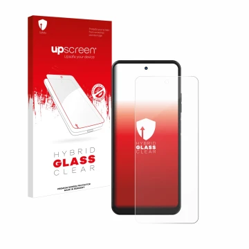 Parte frontale di una confezione del prodotto con il logo del marchio upscreen. Accanto è raffigurato il dispositivo Hotwav No