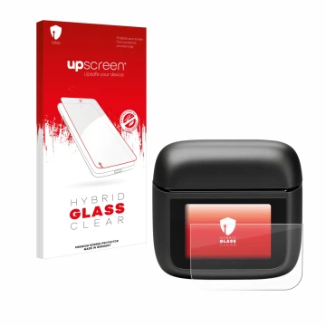 Parte frontale di una confezione del prodotto con il logo del marchio upscreen. Accanto è raffigurato il dispositivo JBL Tour 