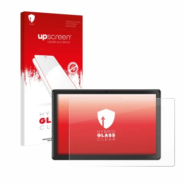 Parte frontale di una confezione del prodotto con il logo del marchio upscreen. Accanto è raffigurato il dispositivo SGIN T10P