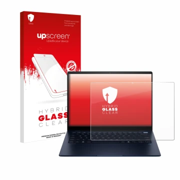 Parte frontale di una confezione del prodotto con il logo del marchio upscreen. Accanto è raffigurato il dispositivo HP EliteB
