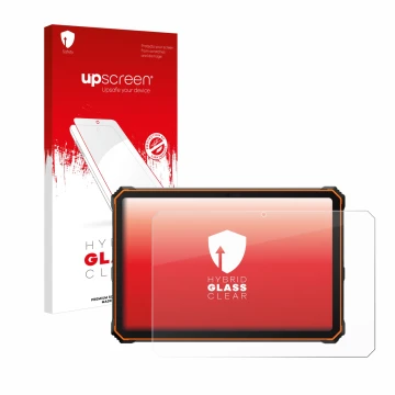 Parte frontale di una confezione del prodotto con il logo del marchio upscreen. Accanto è raffigurato il dispositivo Blackview