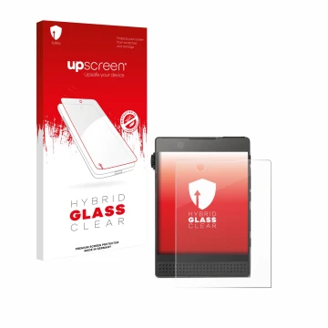 Parte frontale di una confezione del prodotto con il logo del marchio upscreen. Accanto è raffigurato il dispositivo Light Pho