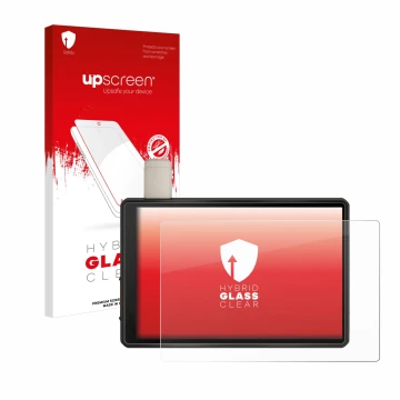 Parte frontale di una confezione del prodotto con il logo del marchio upscreen. Accanto è raffigurato il dispositivo Garmin Tr