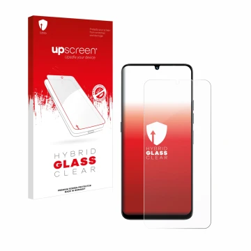 Parte frontale di una confezione del prodotto con il logo del marchio upscreen. Accanto è raffigurato il dispositivo Umidigi G