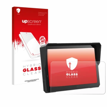 Parte frontale di una confezione del prodotto con il logo del marchio upscreen. Accanto è raffigurato il dispositivo Carpuride
