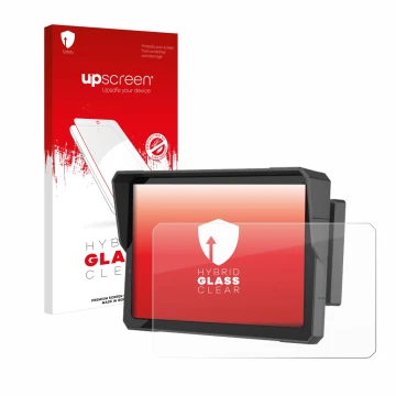 Parte frontale di una confezione del prodotto con il logo del marchio upscreen. Accanto è raffigurato il dispositivo Carpuride