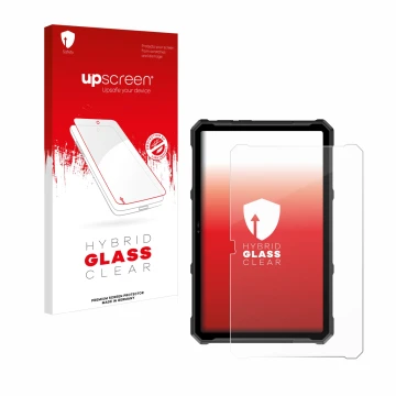 Parte frontale di una confezione del prodotto con il logo del marchio upscreen. Accanto è raffigurato il dispositivo Ulefone A