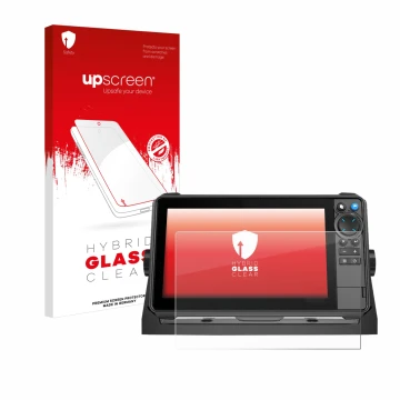 Parte frontale di una confezione del prodotto con il logo del marchio upscreen. Accanto è raffigurato il dispositivo Lowrance 