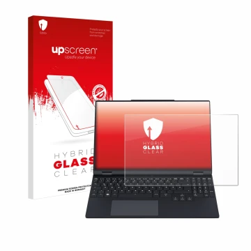 Parte frontale di una confezione del prodotto con il logo del marchio upscreen. Accanto è raffigurato il dispositivo Tuxedo In