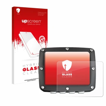 Parte frontale di una confezione del prodotto con il logo del marchio upscreen. Accanto è raffigurato il dispositivo Ratio iX3