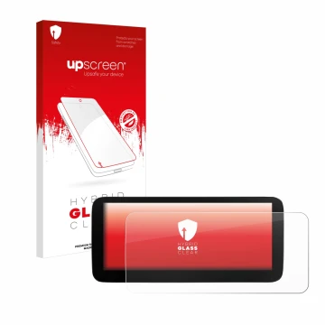 Parte frontale di una confezione del prodotto con il logo del marchio upscreen. Accanto è raffigurato il dispositivo Xtrons B0