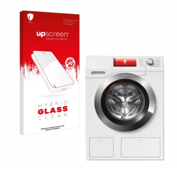 Parte frontale di una confezione del prodotto con il logo del marchio upscreen. Accanto è raffigurato il dispositivo Miele WEH