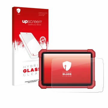 Parte frontale di una confezione del prodotto con il logo del marchio upscreen. Accanto è raffigurato il dispositivo Launch X-