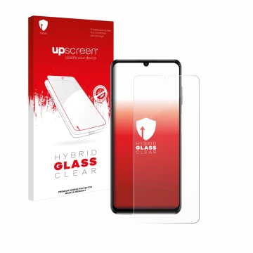 Parte frontale di una confezione del prodotto con il logo del marchio upscreen. Accanto è raffigurato il dispositivo ZTE Blade